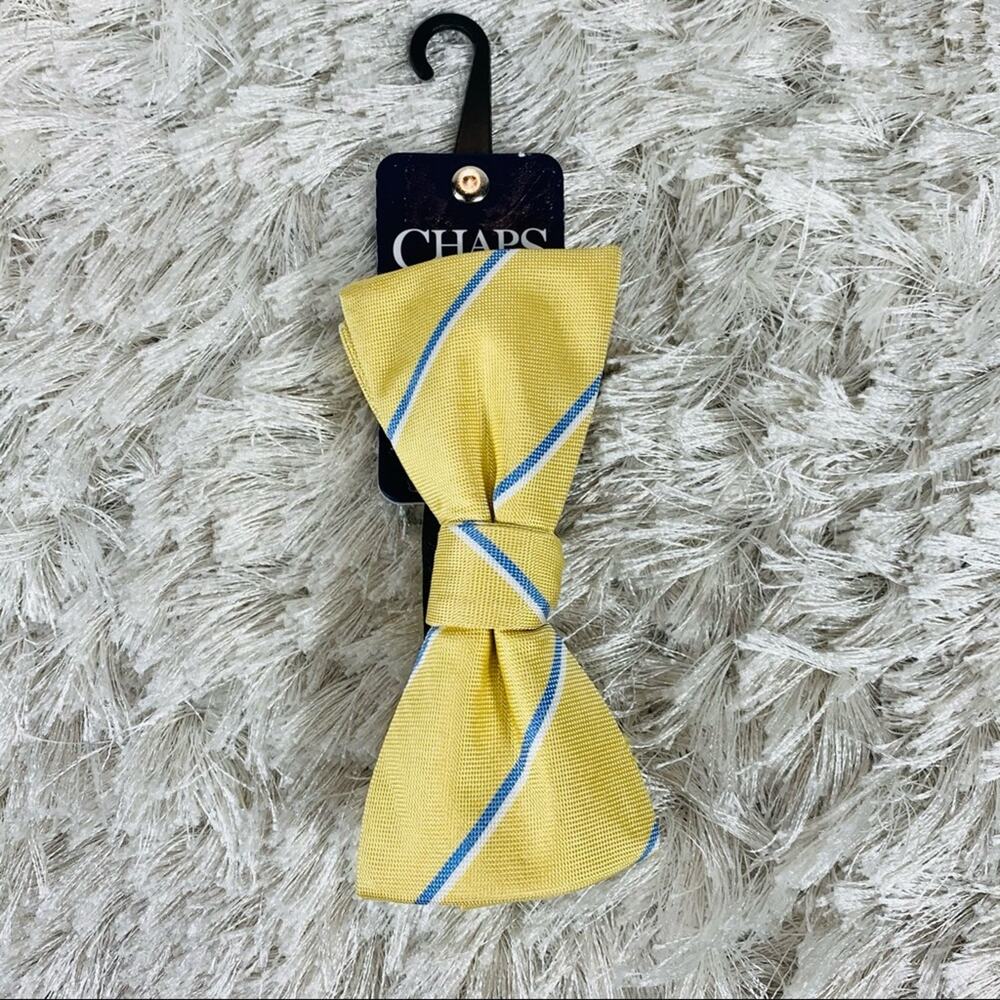 Chaps NWT Pre tied Bow Tie Yellow Blue Stripe